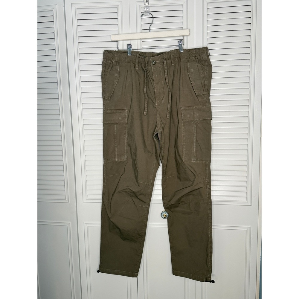H&M Men's XXL Gray Cargo Pants Regular Fit Cotton Stretch Utility Drawstring
